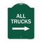 Signmission Driveway Sign All Trucks W/ Right Arrow, Green & White Aluminum Sign, 18" x 24", GW-1824-24129 A-DES-GW-1824-24129 - alternate 1